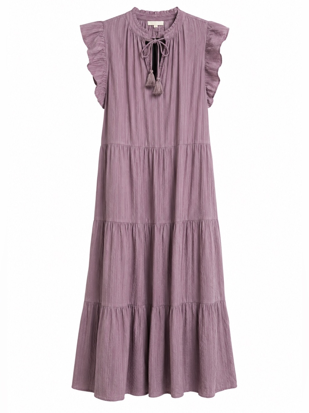 Elan Lightweight Maxi Teired Ruffle Sleeve Dress Purple Sz M